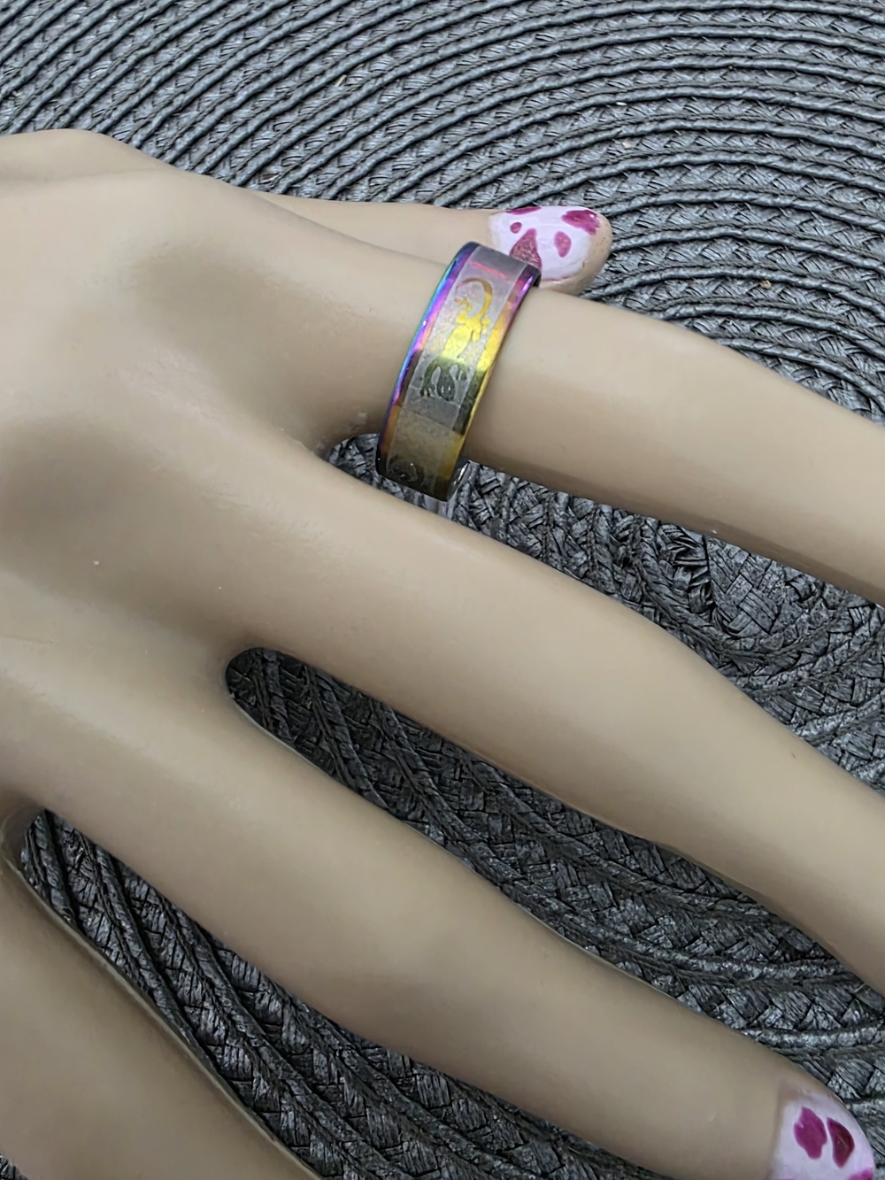Iridescent Multicolor Stainless Steel Women’s Band Ring